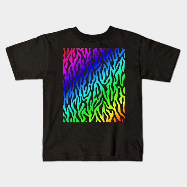 Psychedelic Black Tiger Design Kids T-Shirt by Psychadelics